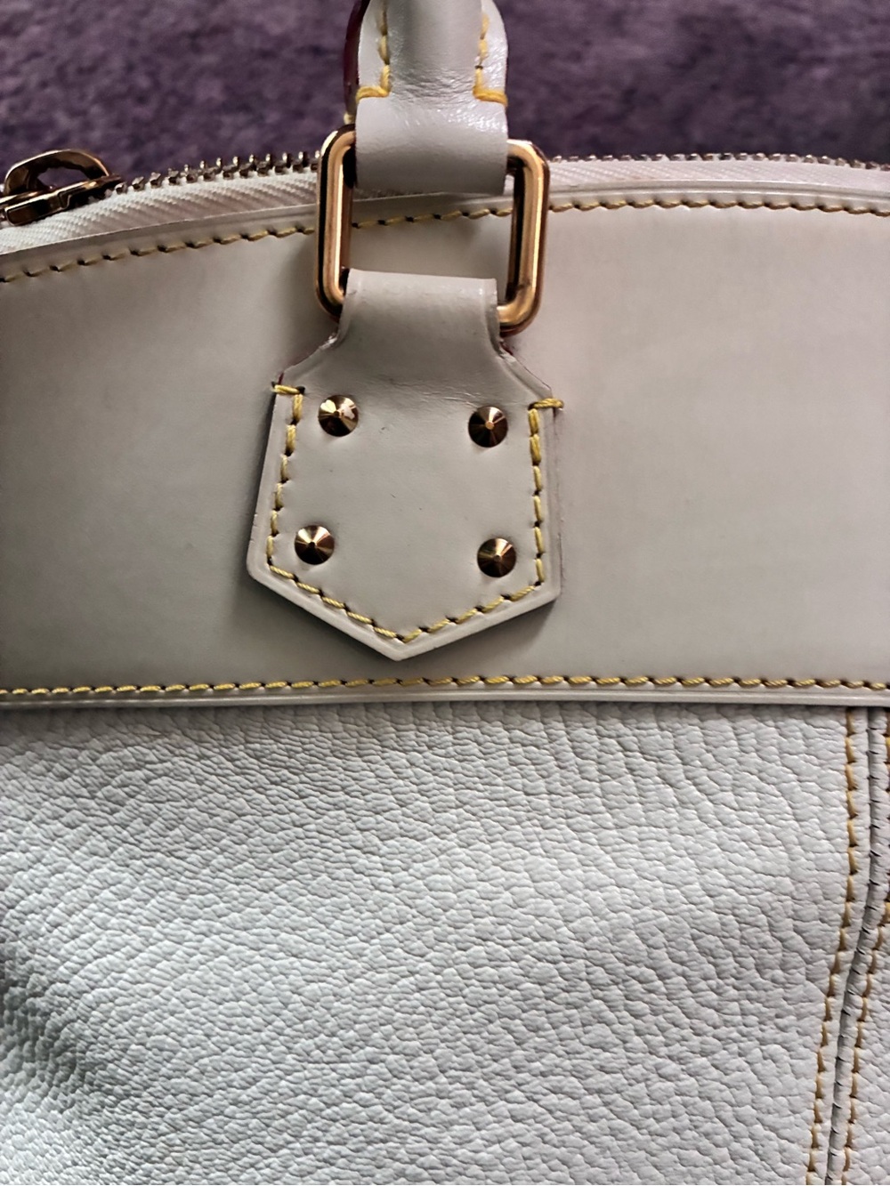 Louis Vuitton Cream Leather Tote with Gold-Tone Hardware Vintage France Lockit - Picture 6 of 16